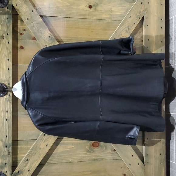 WOMENS BLACK LAMBSKIN GENUINE LEATHER SHORT COAT PETITE MEDIUM - Picture 6 of 12